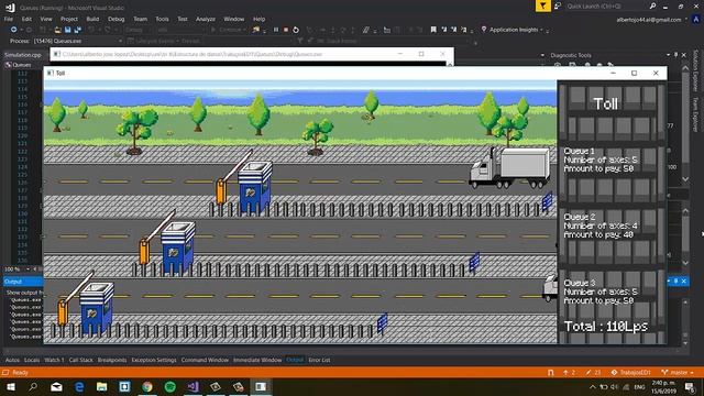 Toll - Example of Queue in SFML c++ смотреть онлайн