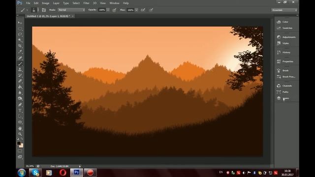 Speed Аrt; Рисуем пейзаж в Photoshop смотреть онлайн