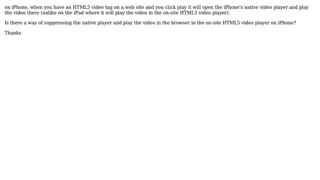 Apple: Suppressing iPhone's native video player when playing HTML5 video смотреть онлайн