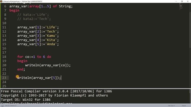 Array 1 Dimensi Pada BAHASA PASCAL - BELAJAR 6 PEMROGRAMAN PASCAL смотреть онлайн
