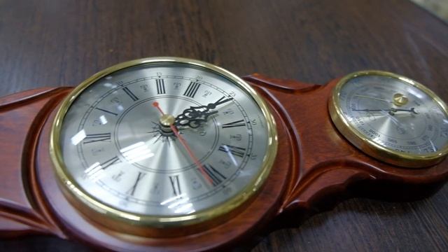 Метеостанция: барометр, термометр, часы 50*13*5 см., D=10 см