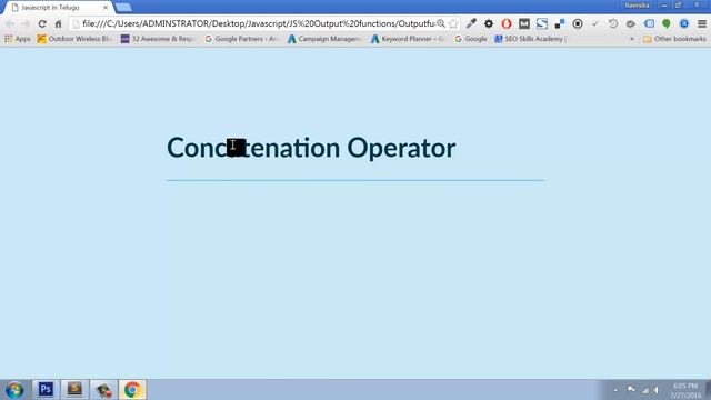 Concatenation Operator - JavaScript in Telugu смотреть онлайн