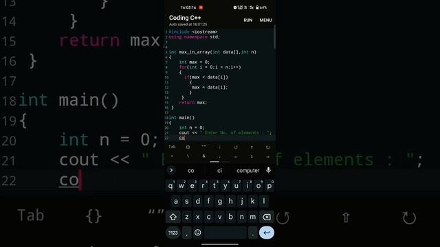 Largest number in an array programming in c++ || c++ programming questions смотреть онлайн