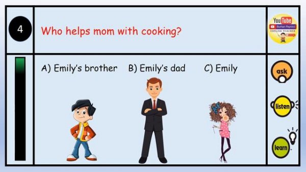 Easy Listening Test - Level A + PDF - am is are: verb to be - Present Simple  - Easy English Lesson