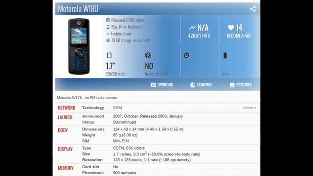 Motorola W180 PRICE AND SPECIFICATION смотреть онлайн