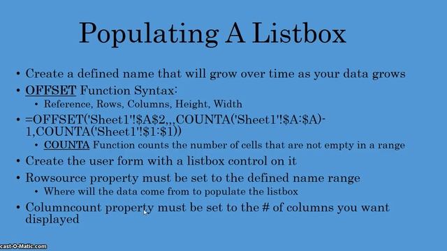 How To Populate A Listbox In An Excel Userform смотреть онлайн