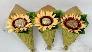 МИНИ БУКЕТ ПОДСОЛНУХ С ОРЕХАМИ НА 23 ФЕВРАЛЯ. Подарок мужчине