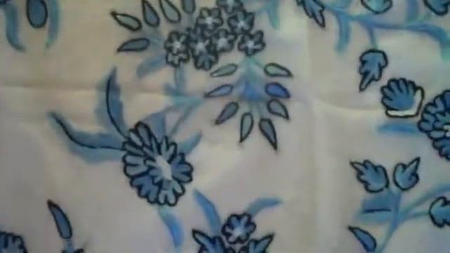 Anemone Blue Silk Organza Crewel Fabric смотреть онлайн