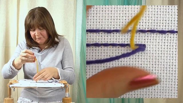 Underside couching brick filling | Hand embroidery for beginners video tutorial смотреть онлайн