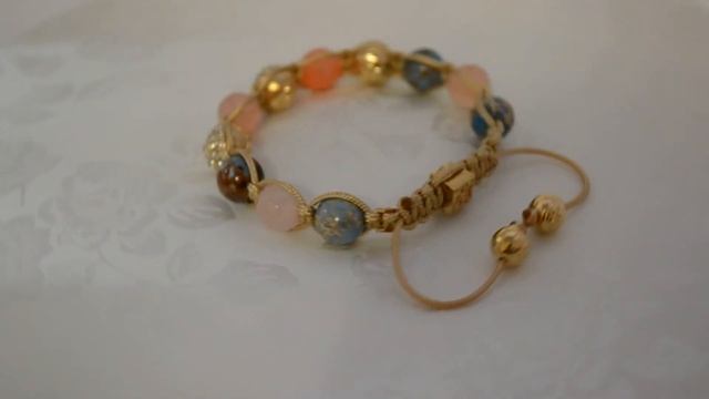 Браслет шамбала из розового кварца