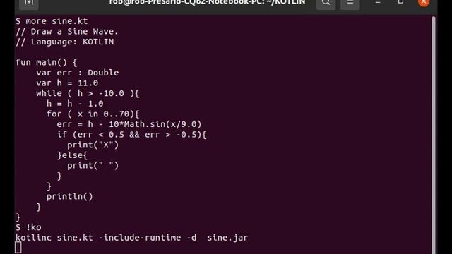 KOTLIN Program to draw a Sine Wave. смотреть онлайн