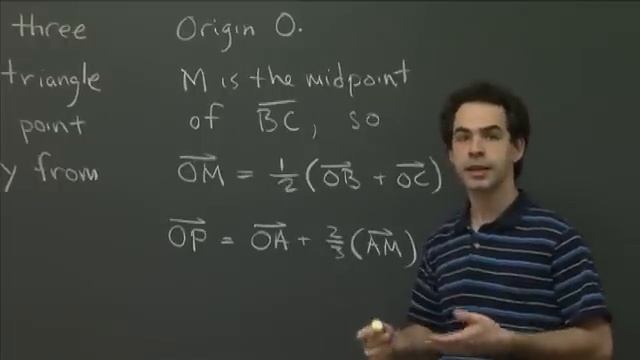 Coordinate Free Proofs: Centroid Of A Triangle | MIT 18.02SC Multivariable Calculus, Fall 2010