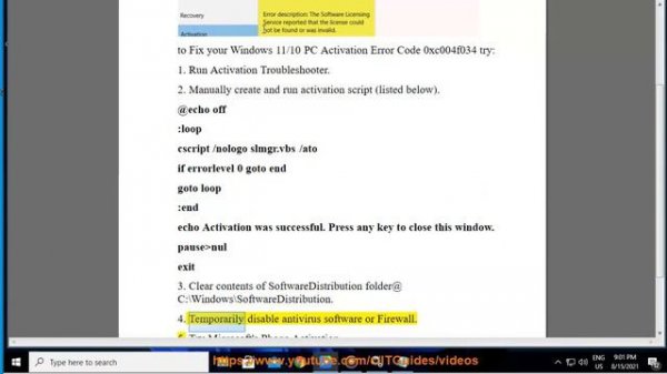 Fix Windows 11/10 Activation Error Code 0xc004f034