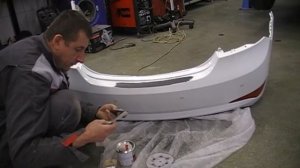Ремонт пластика заднего бампера и  покраска