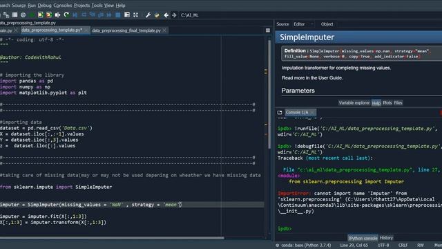 Machine learning & AI - scikit-learn "Imputer Class" error || Imputer Class no longer available смотреть онлайн