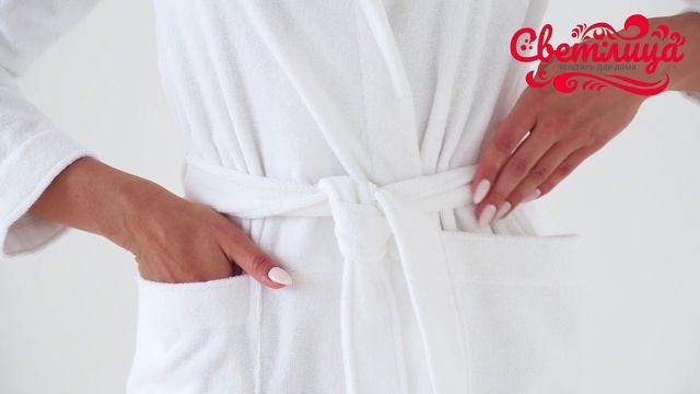 Женский махровый халат с капюшоном Премиум Россия (Белый) - Светлица смотреть онлайн