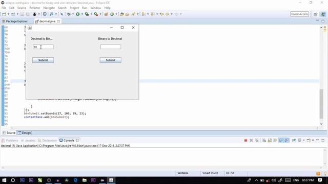 Decimal to Binary and Binary to Decimal Conversion in Java Swing смотреть онлайн