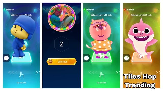 Pocoyo - Blippi - Wolfoo Lucky - Baby Shark || Tiles Hop Games #tileshop смотреть онлайн