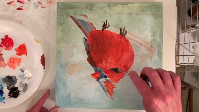 Acrylic Painting Process! - Cardinal 10x10 смотреть онлайн