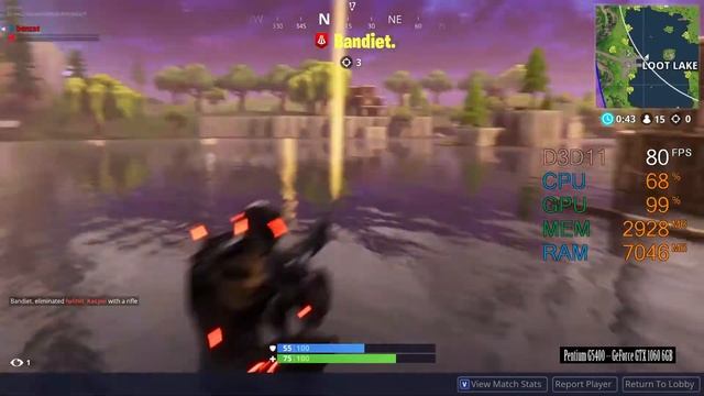 GeForce GTX 1060 6GB -- Intel Pentium Gold G5400 -- Fortnite Battle Royale FPS Test Epic смотреть онлайн