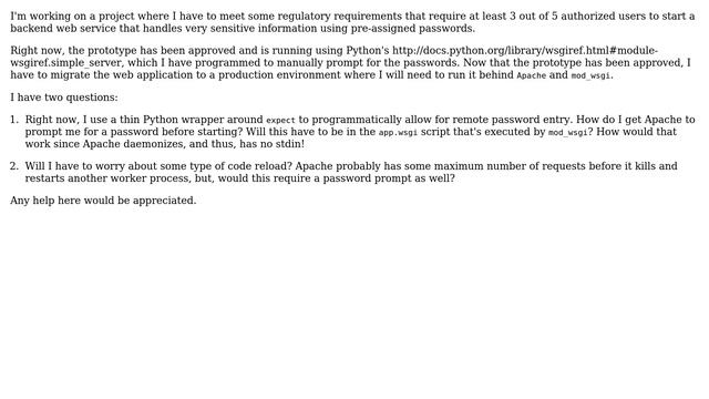 How to manually start and re-start Apache with mod_wsgi powering a password protected Python... смотреть онлайн