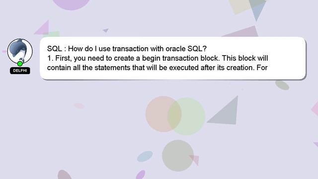 SQL : How do I use transaction with oracle SQL? смотреть онлайн