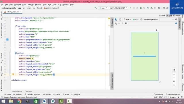 Custom Horizontal ProgressBar - Android Studio/JAVA смотреть онлайн