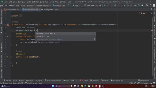 How to Implement Swipe Refresh Layout in Android Studio Using Java смотреть онлайн
