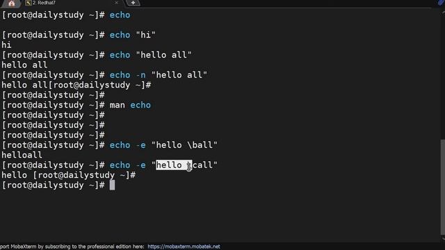 echo command in linux, how to print data on screen in redhat Linux смотреть онлайн
