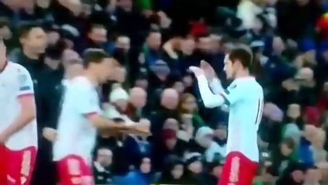 Александр Глеб покидает поле в матче отбора ЧЕ-2020 с североирландцами (1:2) смотреть онлайн