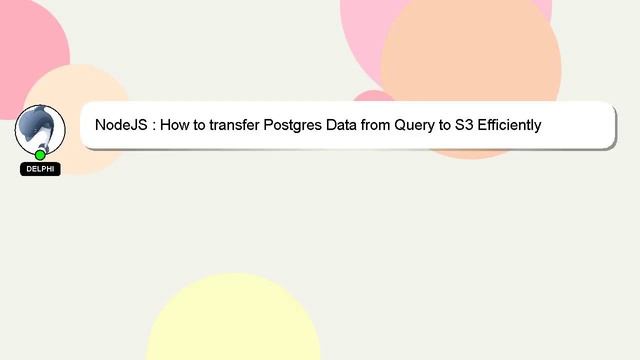 NodeJS : How to transfer Postgres Data from Query to S3 Efficiently смотреть онлайн
