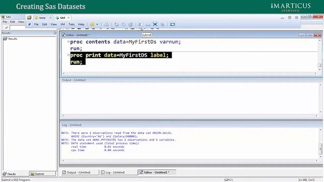 Creating SAS Datasets | SAS Tutorials - Imarticus смотреть онлайн