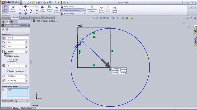 14- SolidWorks Sketch TUTORIAL: CIRCULAR SKETCH PATTERN смотреть онлайн