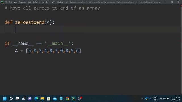 Move Zeroes to end of an Array | Python Coding Interview questions | An IT Professional смотреть онлайн