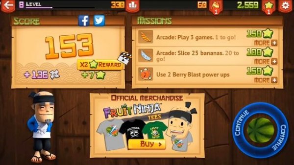 Fruit Ninja: Gameplay Walkthrough Part 3 - New Challenge! (iOS, Android)