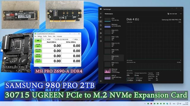 TEST SAMSUNG 980 PRO UGREEN 30715 PCIe To M.2 NVMe Expansion Card
