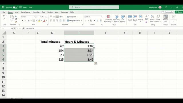 How to convert minutes (:mm) to hours and minutes (hh:mm) format in Excel смотреть онлайн