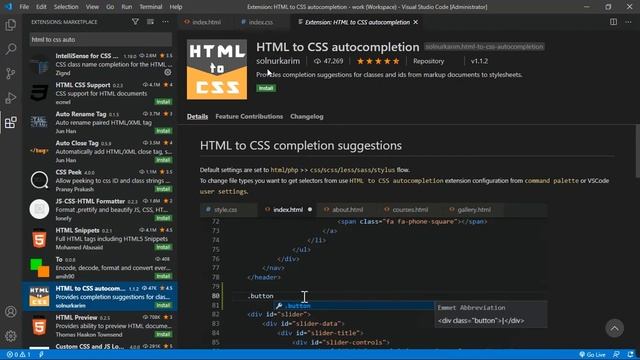Get names of classes and ids from html to css – autocomplete смотреть онлайн