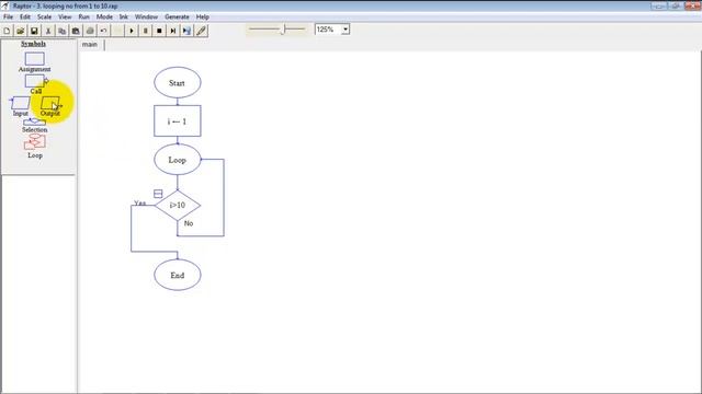 RAPTOR: Flowchart to display numbers from 1 to 10 смотреть онлайн