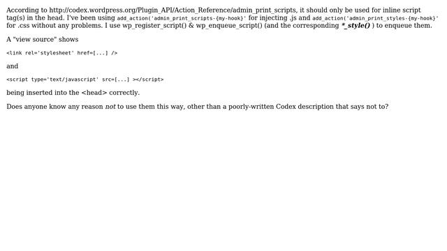 Wordpress: Why is it wrong to use admin_print_scripts-{hook} to enqueue a script (.js) file? смотреть онлайн