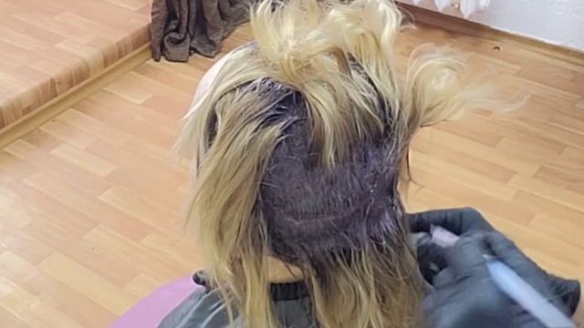 Тонирование волос. Эстель 7/76+7/71 на корнях и клубничный? на длине. смотреть онлайн