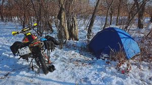 УЕХАЛ НА СЕВЕР. НОЧЁВКА ЗИМОЙ В ПАЛАТКЕ. РЫБАЛКА И ОХОТА НА ЗАЙЦА. 500 КМ НА МОТОЦИКЛЕ В ЗИМУ.