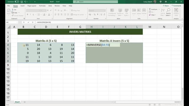 Menghitung Inverse Matriks menggunakan Microsoft Excel смотреть онлайн