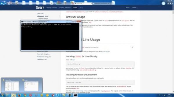 Установка node js и LESS компилятора