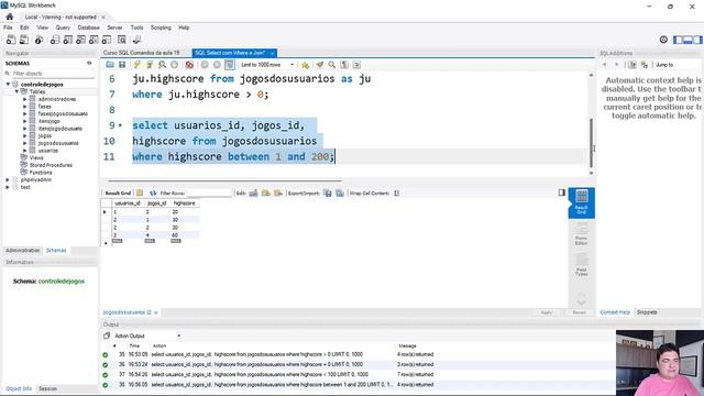 MySQL/MariaDB - 20 Controle de jogos Filtrando os jogos dos usuários por meio do Where e Join смотреть онлайн