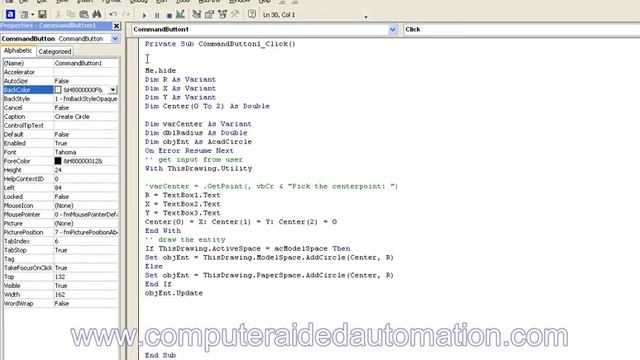 AutoCAD VBA User Form : Create Circle смотреть онлайн