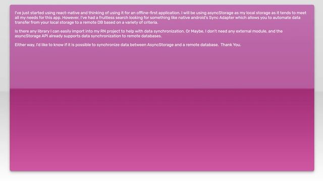 sync data with remote db when using asyncStorage смотреть онлайн