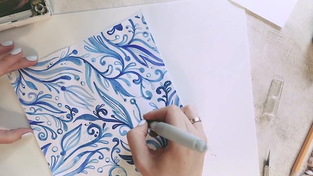 #Speedpaint Как я рисую бесшовный паттерн акварелью и редактирую его в Adobe Photoshop смотреть онлайн