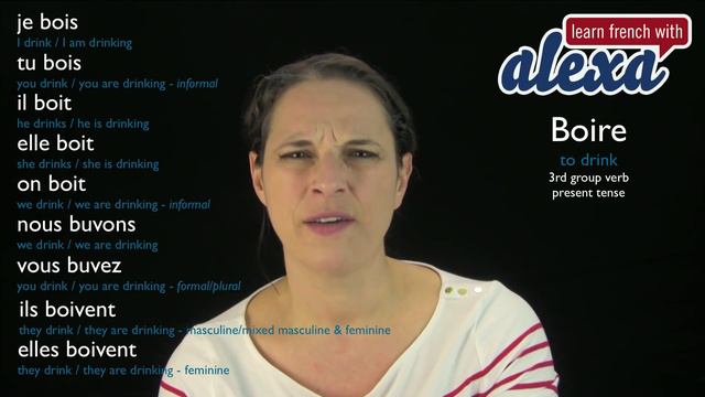 Boire (to drink) — Present Tense (French verbs conjugated by Learn French With Alexa) смотреть онлайн