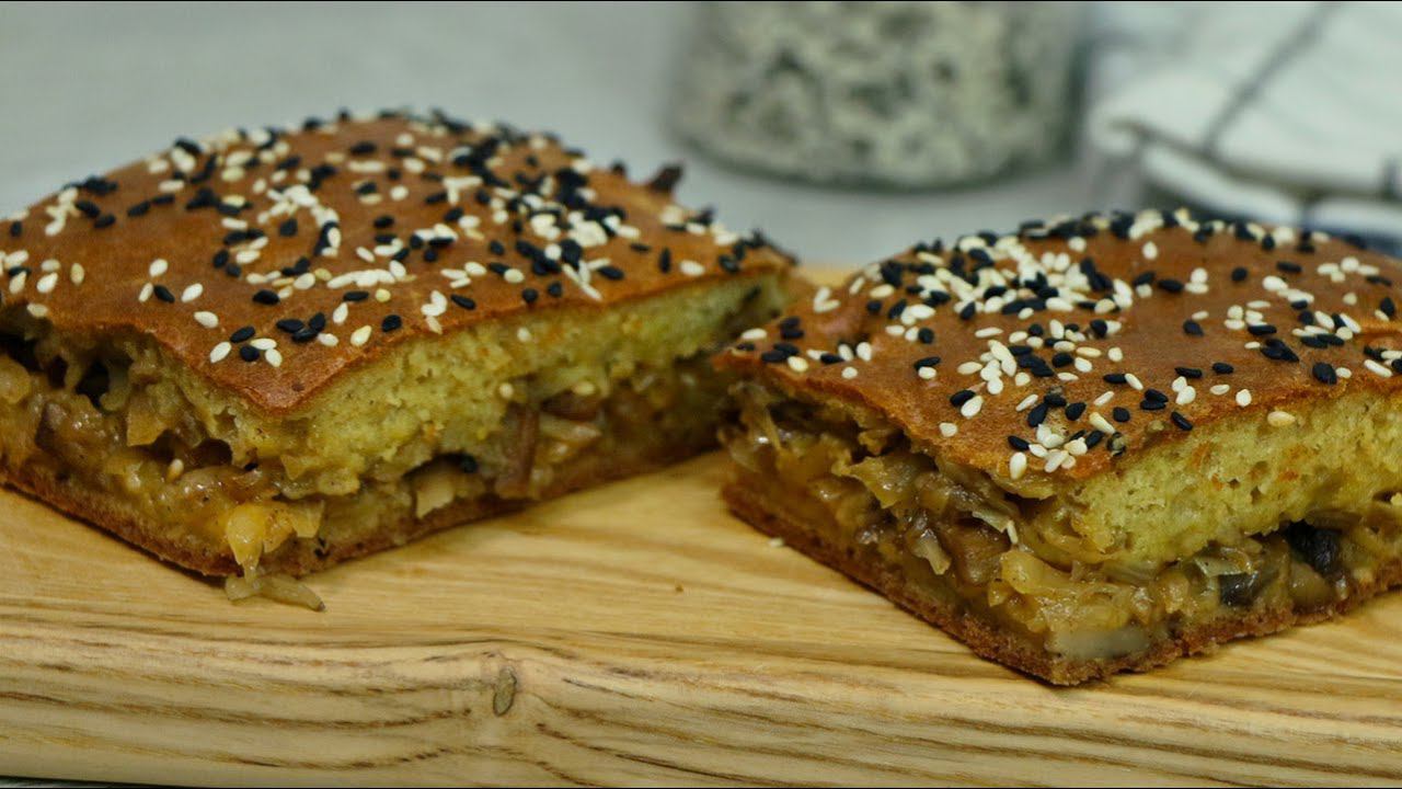 Пирог с капустой и грибами. Мало теста много сочной начинки смотреть онлайн